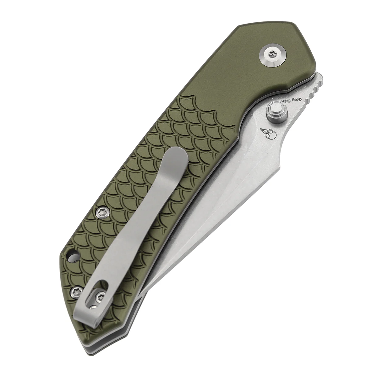 Tenable Fenrir Top Liner Lock Folding Knife| 3.4“ Stonewashed Nitro-V Blade | Green Anodized Aluminum with Fishscale Texture Handle | Sparrow Knife Design | B1034H7 - Image 7