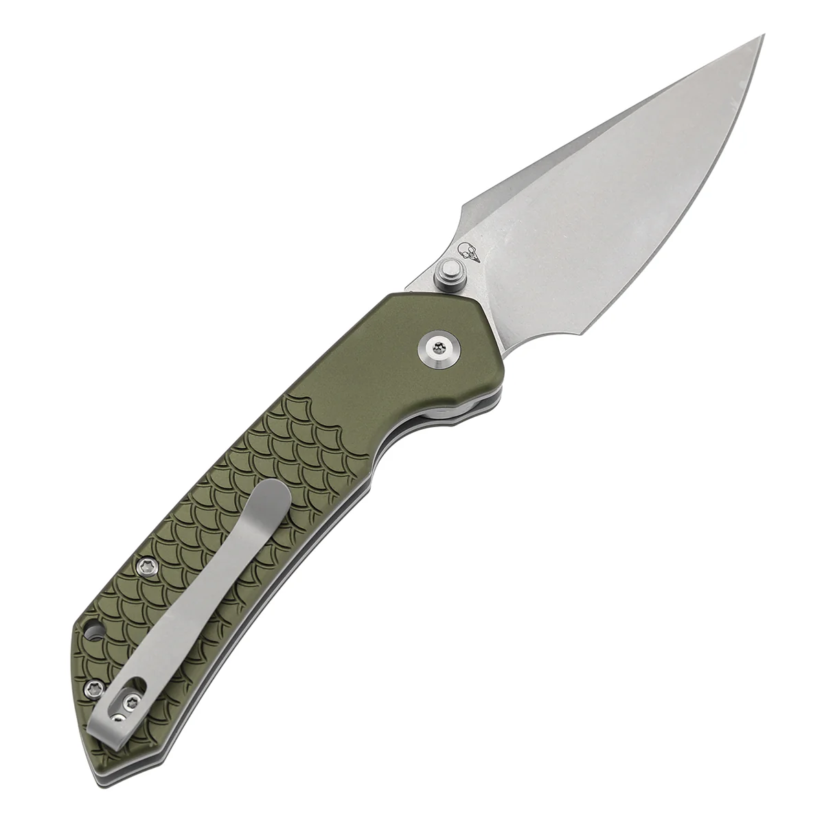 Tenable Fenrir Top Liner Lock Folding Knife| 3.4“ Stonewashed Nitro-V Blade | Green Anodized Aluminum with Fishscale Texture Handle | Sparrow Knife Design | B1034H7 - Image 8