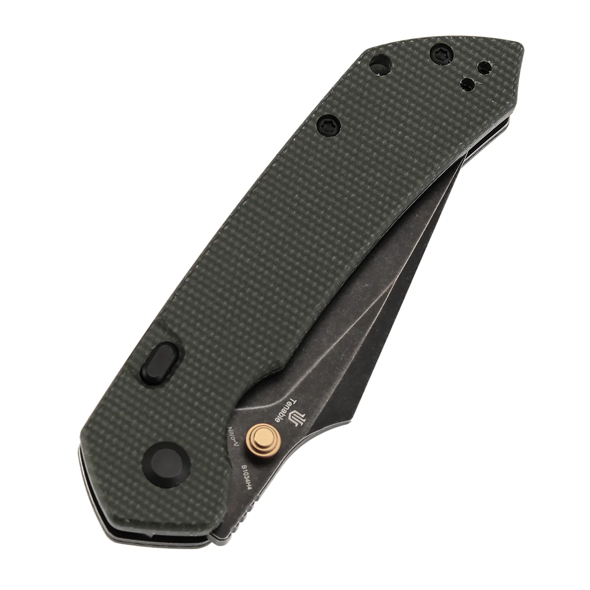 Tenable Fenrir Top Liner Lock Folding Knife| Green Micarta Handle | 3.48“ Blackwashed Nitro-V Blade | Sparrow Knife Design | B1034H4 - Image 6