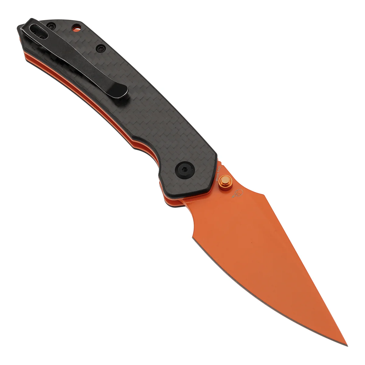 Tenable Fenrir Top Liner Lock Folding Knife| Twill Carbon Fiber Handle | 3.48“ Orange Coated Nitro V Blade | Sparrow Knife Design | B1034H5 - Image 3