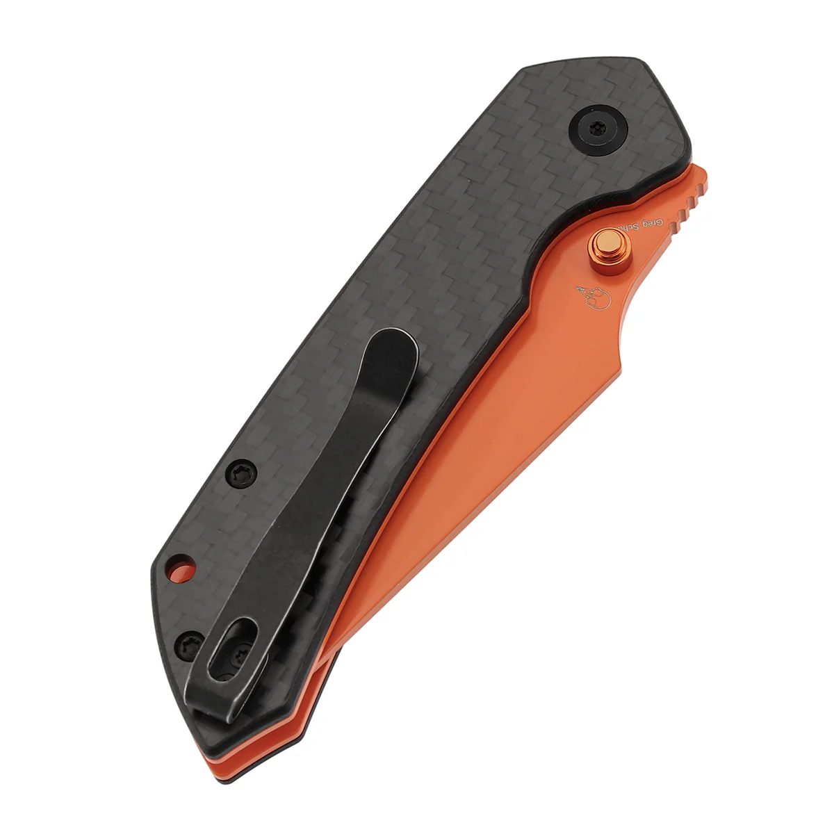 Tenable Fenrir Top Liner Lock Folding Knife| Twill Carbon Fiber Handle | 3.48“ Orange Coated Nitro V Blade | Sparrow Knife Design | B1034H5 - Image 7