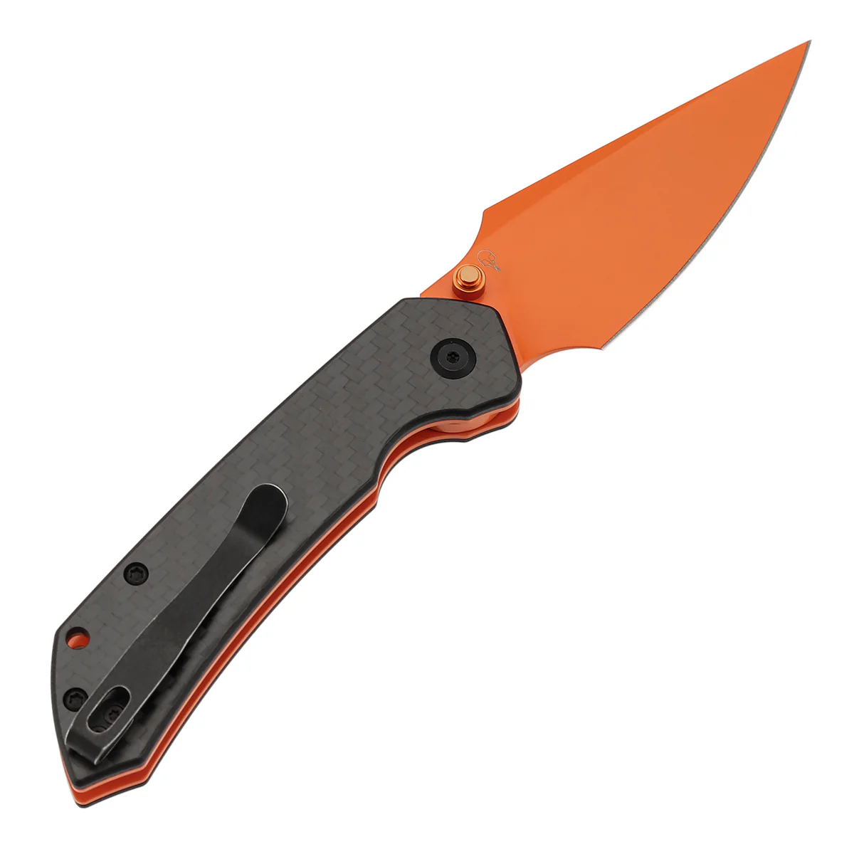 Tenable Fenrir Top Liner Lock Folding Knife| Twill Carbon Fiber Handle | 3.48“ Orange Coated Nitro V Blade | Sparrow Knife Design | B1034H5 - Image 8
