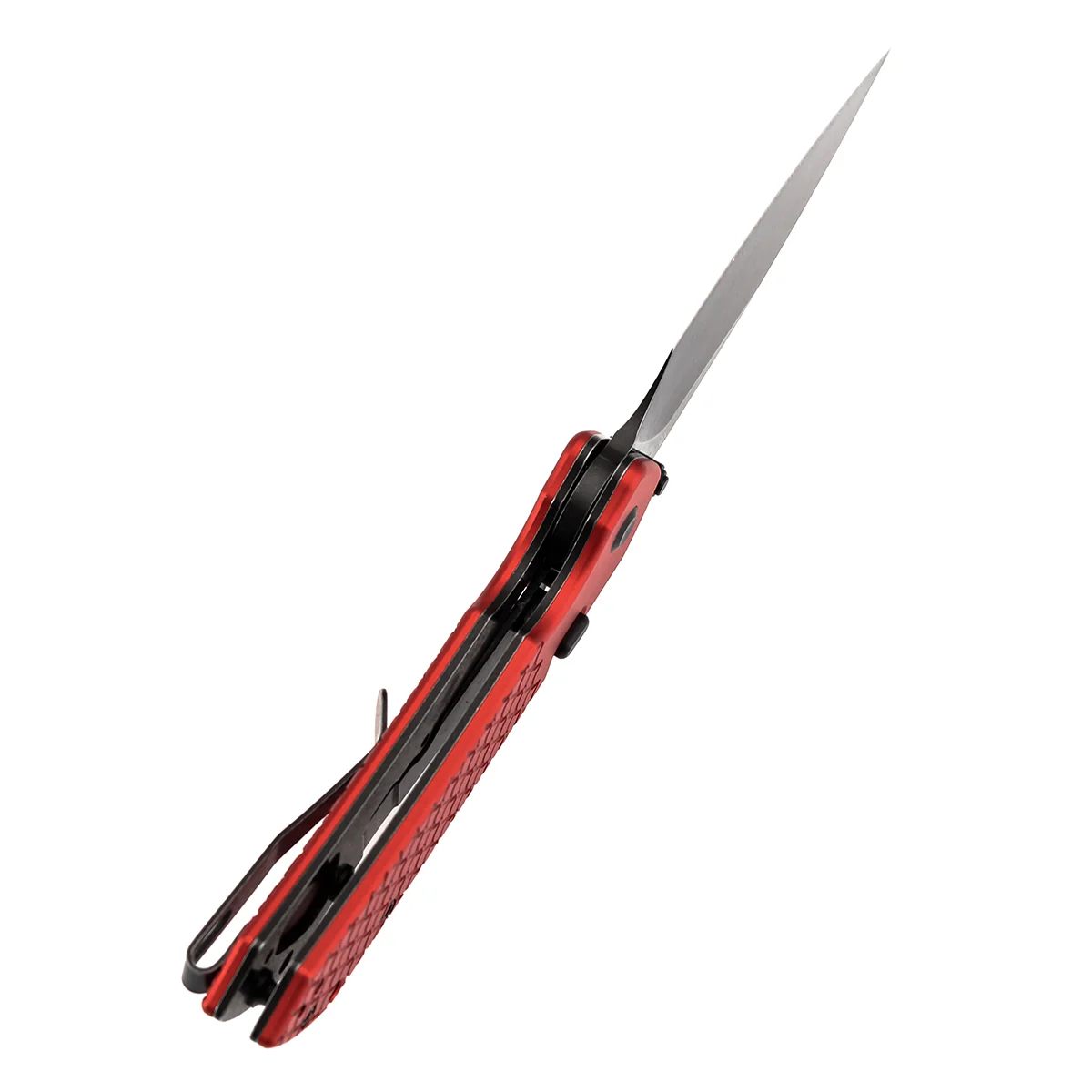 Tenable Fenrir | Top Liner Lock Folding Knife | 3.4“ Blackwashed Nitro-V Blade | Red Anodized Aluminum with Fishscale Texture Handle | Sparrow Knife Design | B1034H10 - Image 4