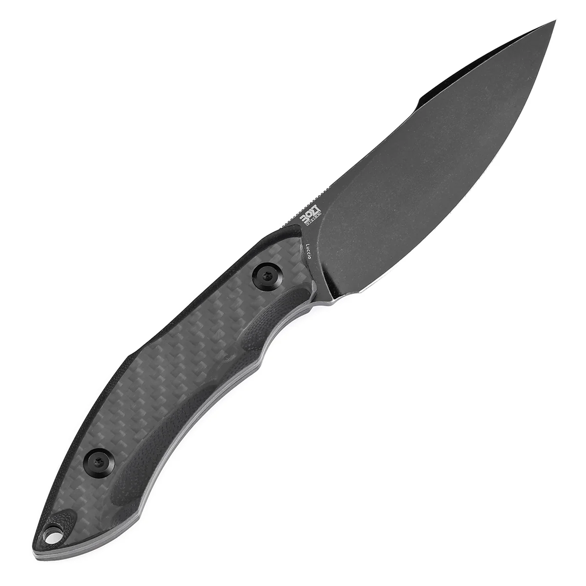 Tenable Luccio Fixed Blade Knife with Carbon Fiber & G10 Handle (3.81" Blackwash 14C28N Blade) - Bolt Vision Design - G007A6 - Image 5