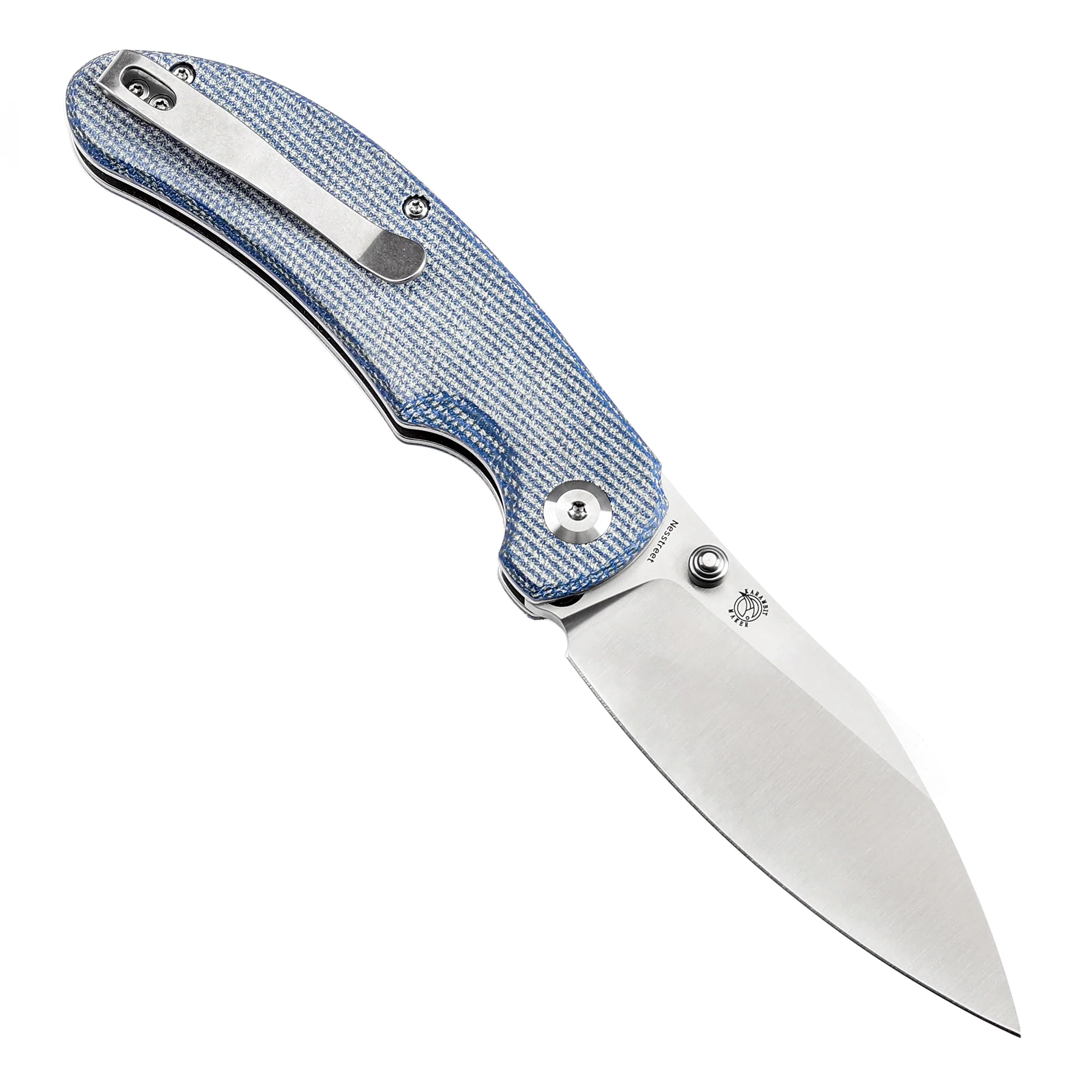 Tenable Nesstreet Folding Knife Blue Micarta Handle(3.58'' Satin 14C28N Blade)Karambit Maker Design-T1039F5 - Image 3