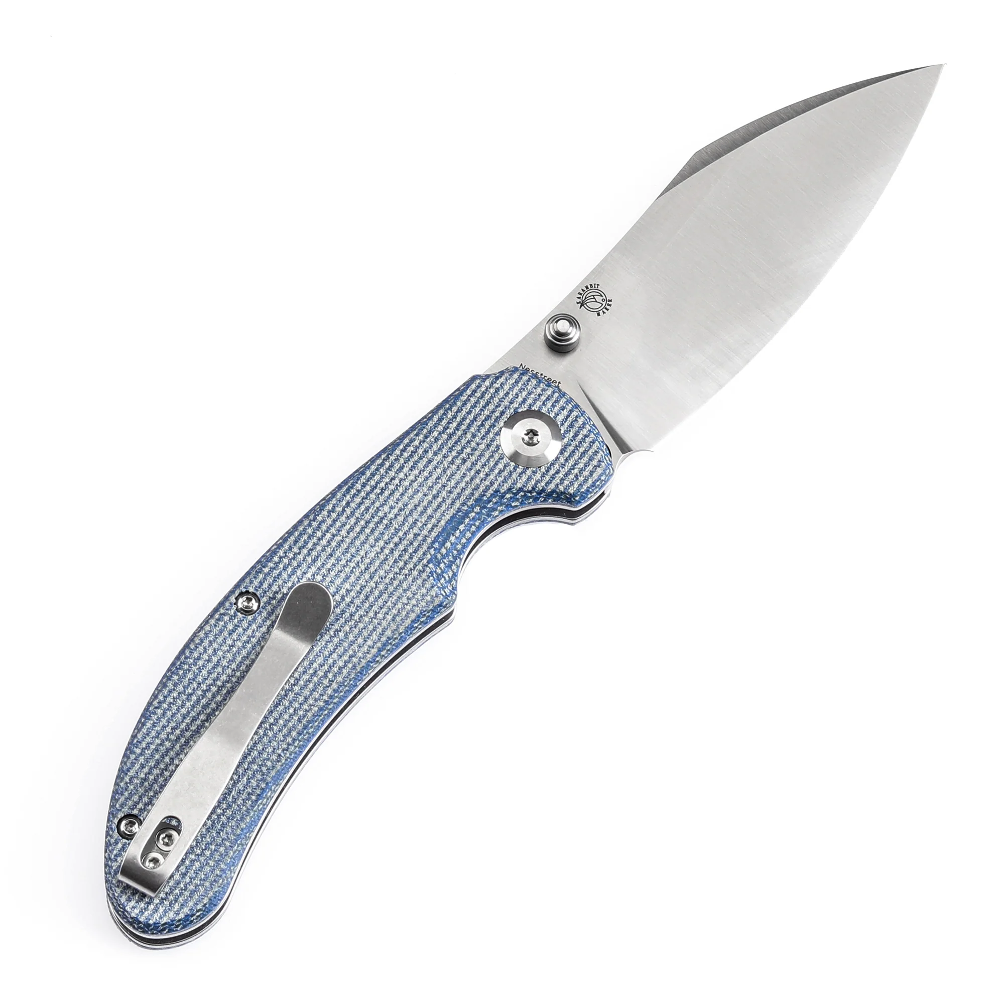 Tenable Nesstreet Folding Knife Blue Micarta Handle(3.58'' Satin 14C28N Blade)Karambit Maker Design-T1039F5 - Image 4