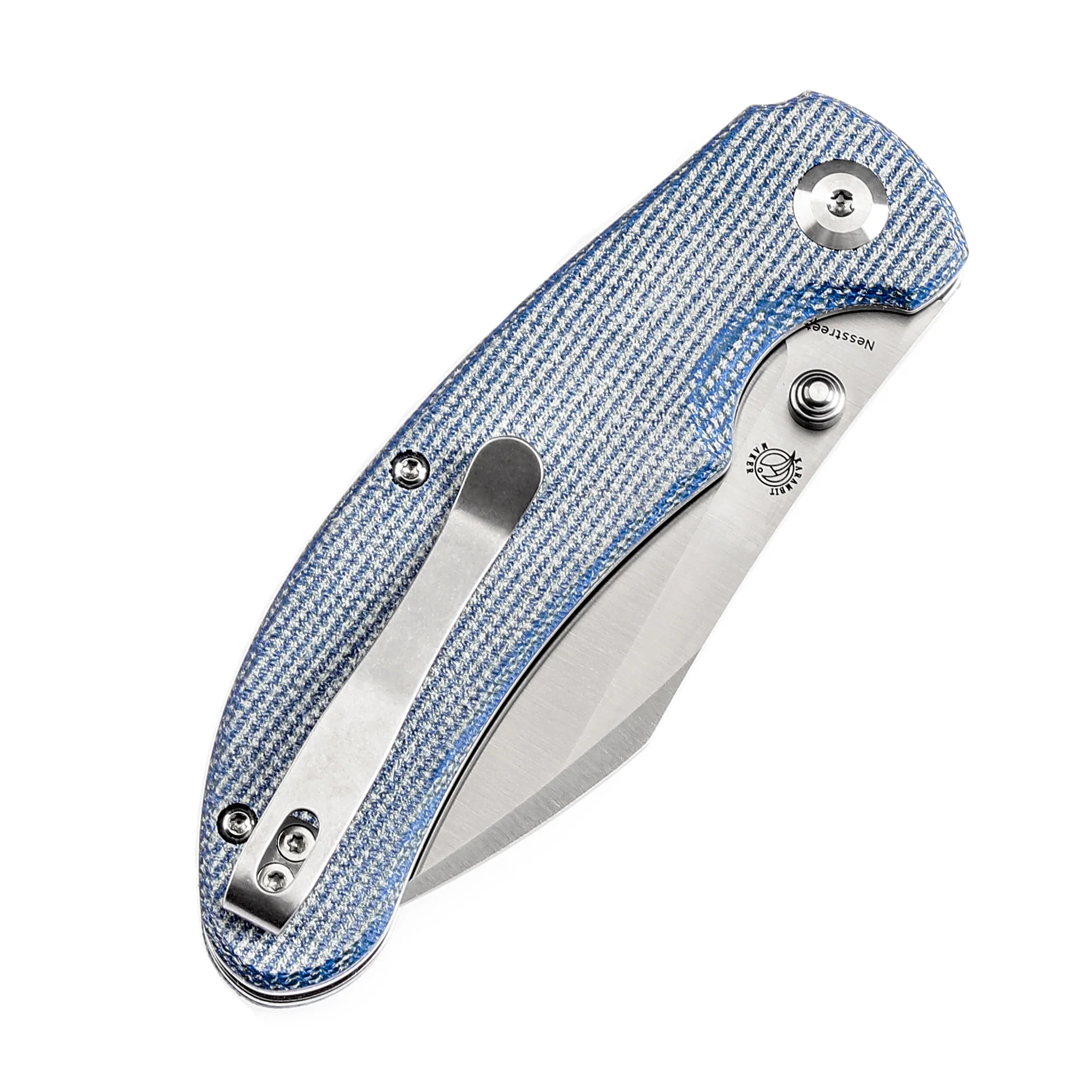 Tenable Nesstreet Folding Knife Blue Micarta Handle(3.58'' Satin 14C28N Blade)Karambit Maker Design-T1039F5 - Image 9