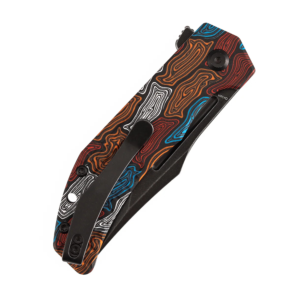 Tenable Orion Liner Lock | Multi-color Topo G-mascus Handle | Blackwashed 14C28N | JB Stout Design | B1089A7 - Image 4