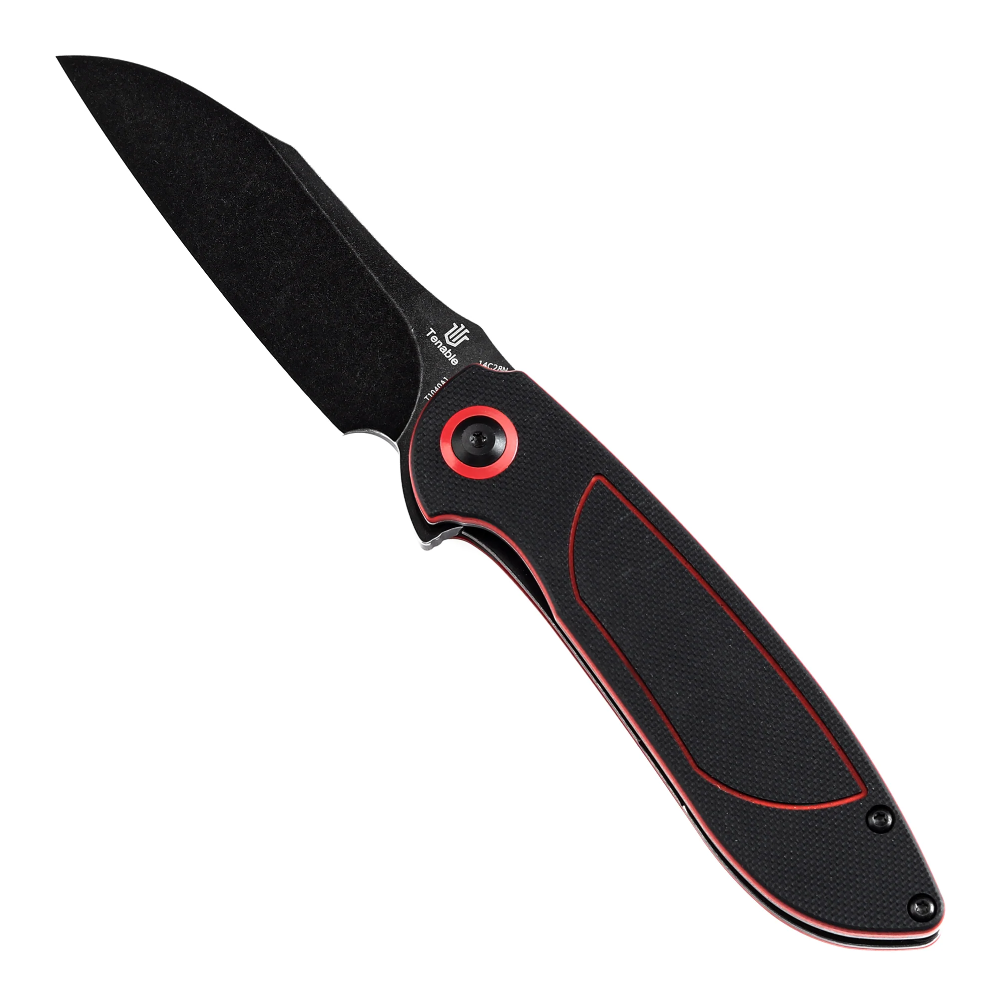 Tenable Prometheus Folding Knife Black and Red G10 Handle(3.29'' Blackwash 14C28N Blade)D.O.C.K. Design-T1040A1 - Image 5