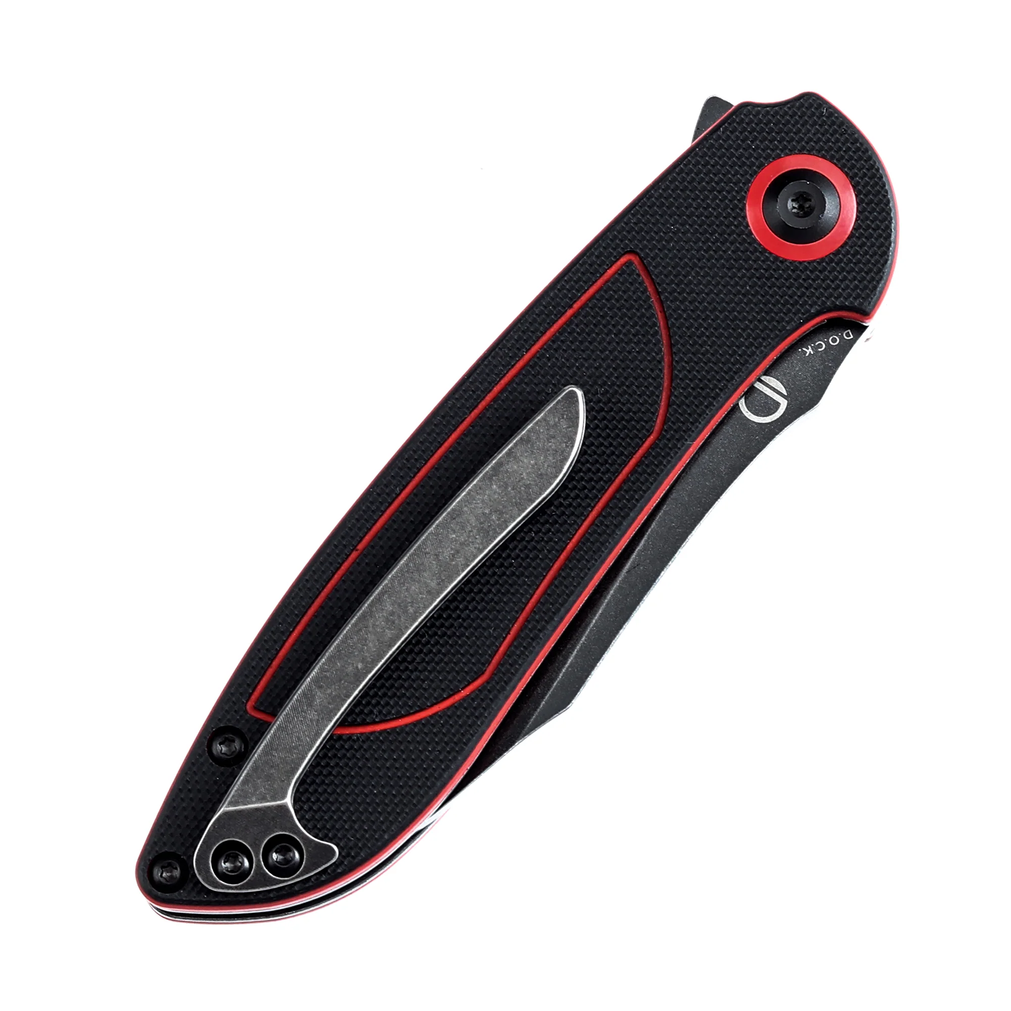 Tenable Prometheus Folding Knife Black and Red G10 Handle(3.29'' Blackwash 14C28N Blade)D.O.C.K. Design-T1040A1 - Image 9