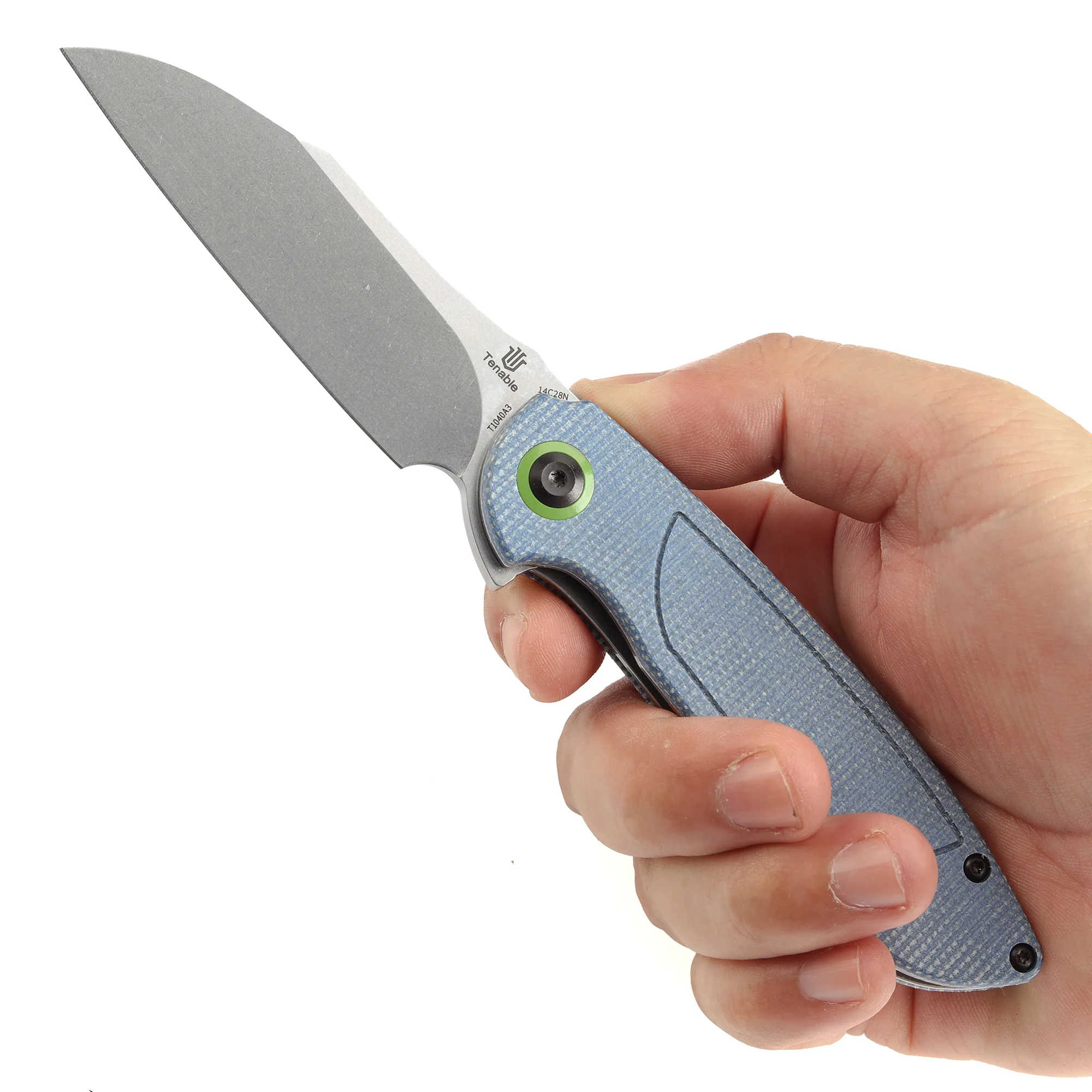 Tenable Prometheus Folding Knife Blue Micarta Handle(3.29'' Stonewashed  14C28N Blade)D.O.C.K. Design-T1040A3 - Image 10