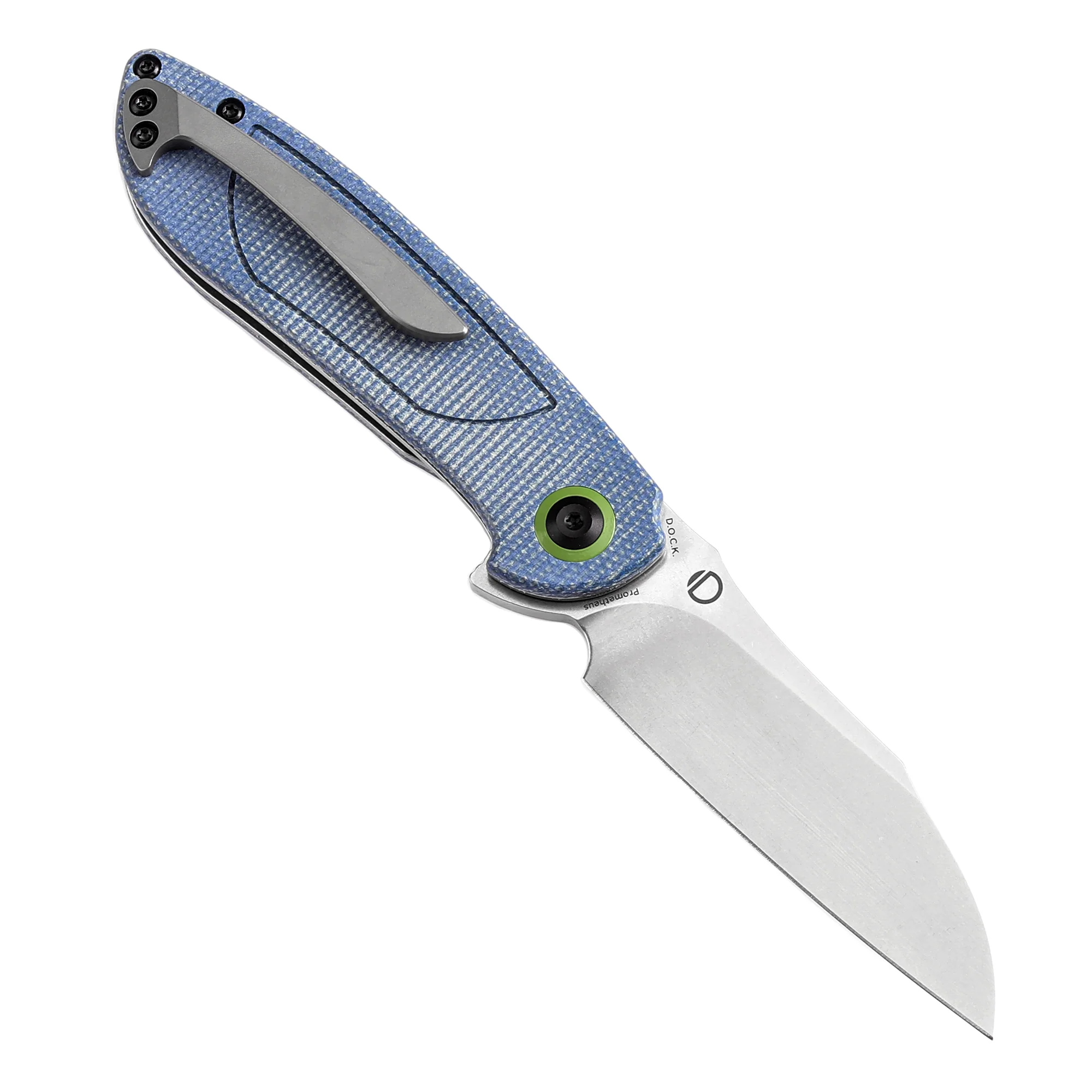 Tenable Prometheus Folding Knife Blue Micarta Handle(3.29'' Stonewashed  14C28N Blade)D.O.C.K. Design-T1040A3 - Image 3