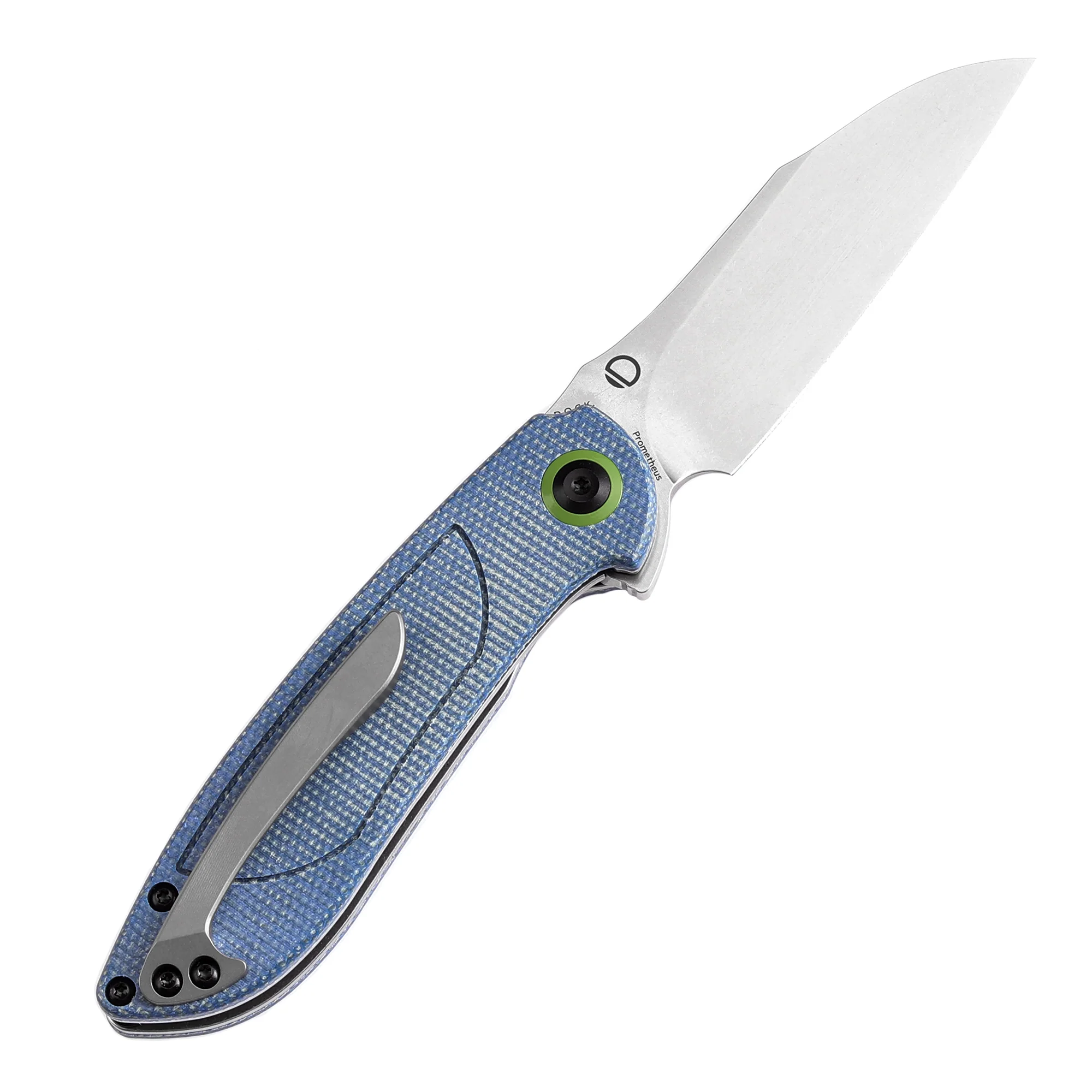Tenable Prometheus Folding Knife Blue Micarta Handle(3.29'' Stonewashed  14C28N Blade)D.O.C.K. Design-T1040A3 - Image 4