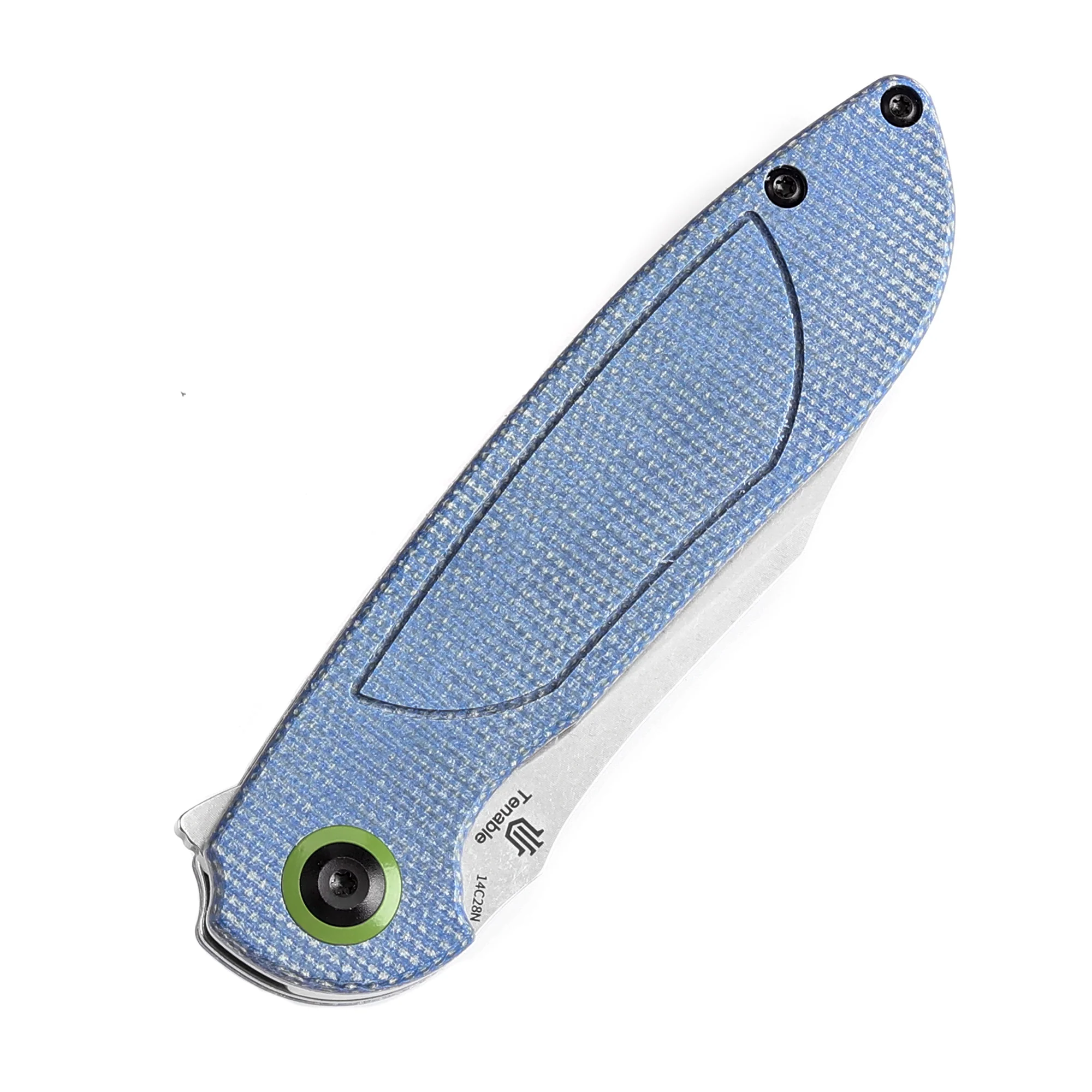 Tenable Prometheus Folding Knife Blue Micarta Handle(3.29'' Stonewashed  14C28N Blade)D.O.C.K. Design-T1040A3 - Image 8