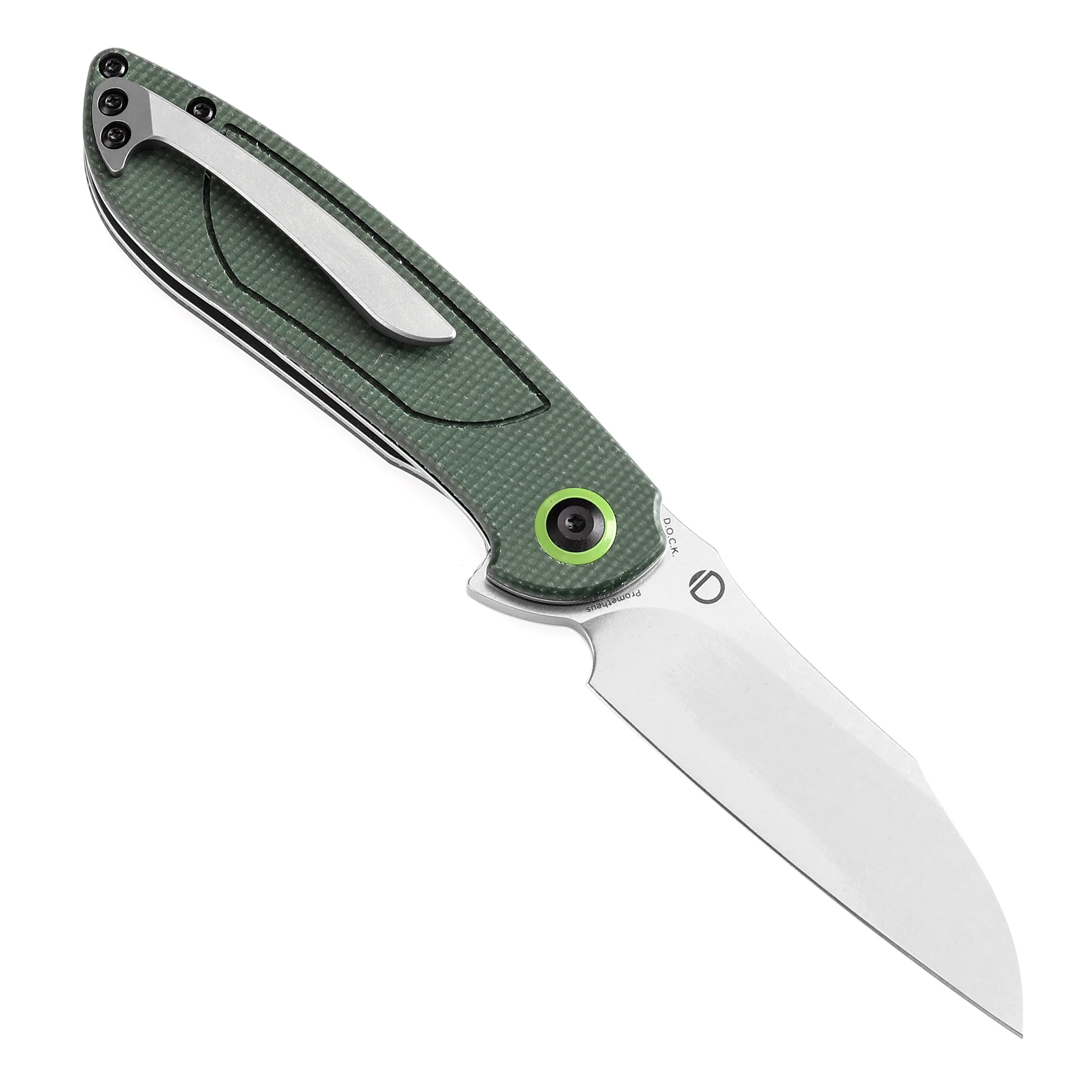 Tenable Prometheus Folding Knife Green Micarta Handle(3.29'' Stonewashed  14C28N Blade)D.O.C.K. Design-T1040A2 - Image 3