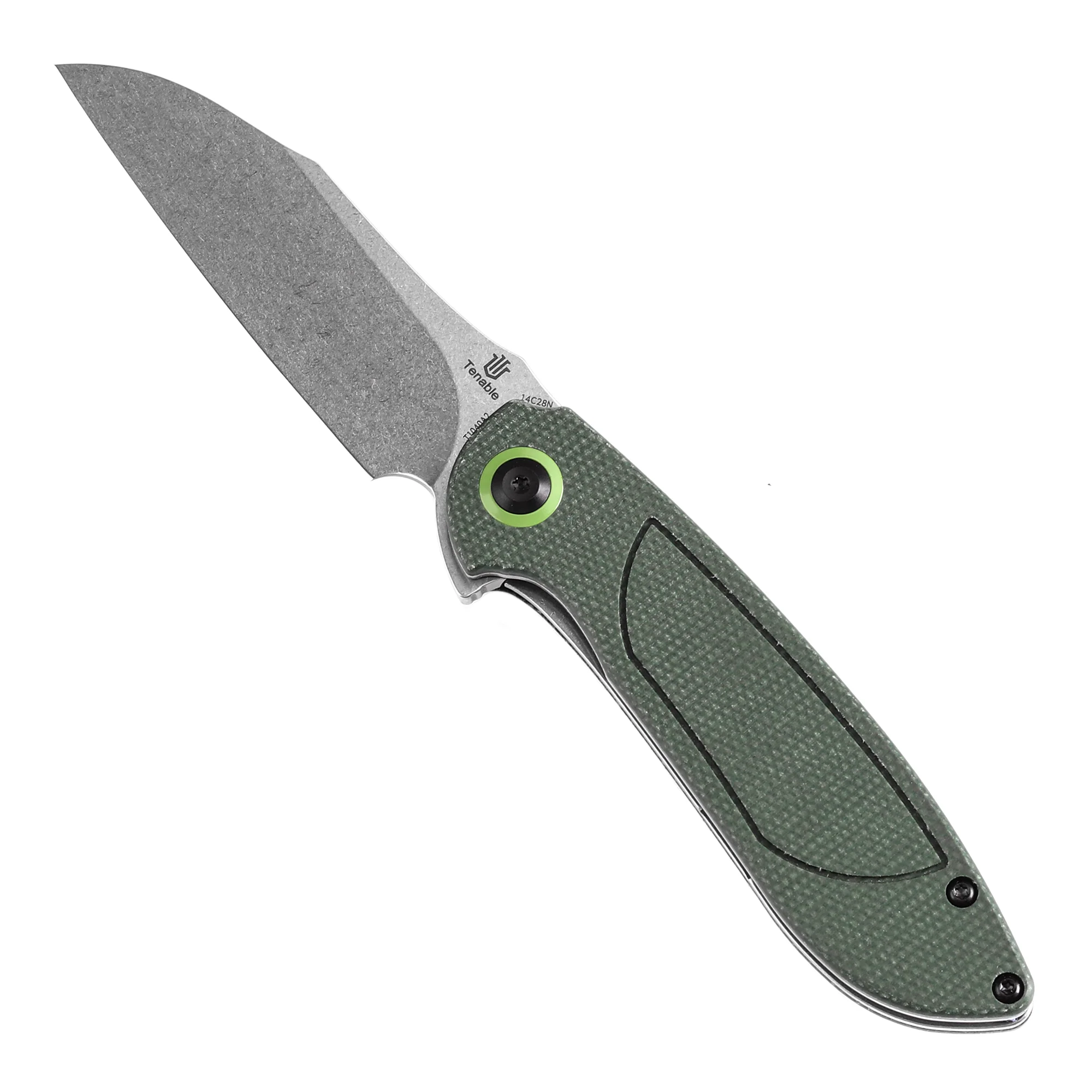 Tenable Prometheus Folding Knife Green Micarta Handle(3.29'' Stonewashed  14C28N Blade)D.O.C.K. Design-T1040A2 - Image 5