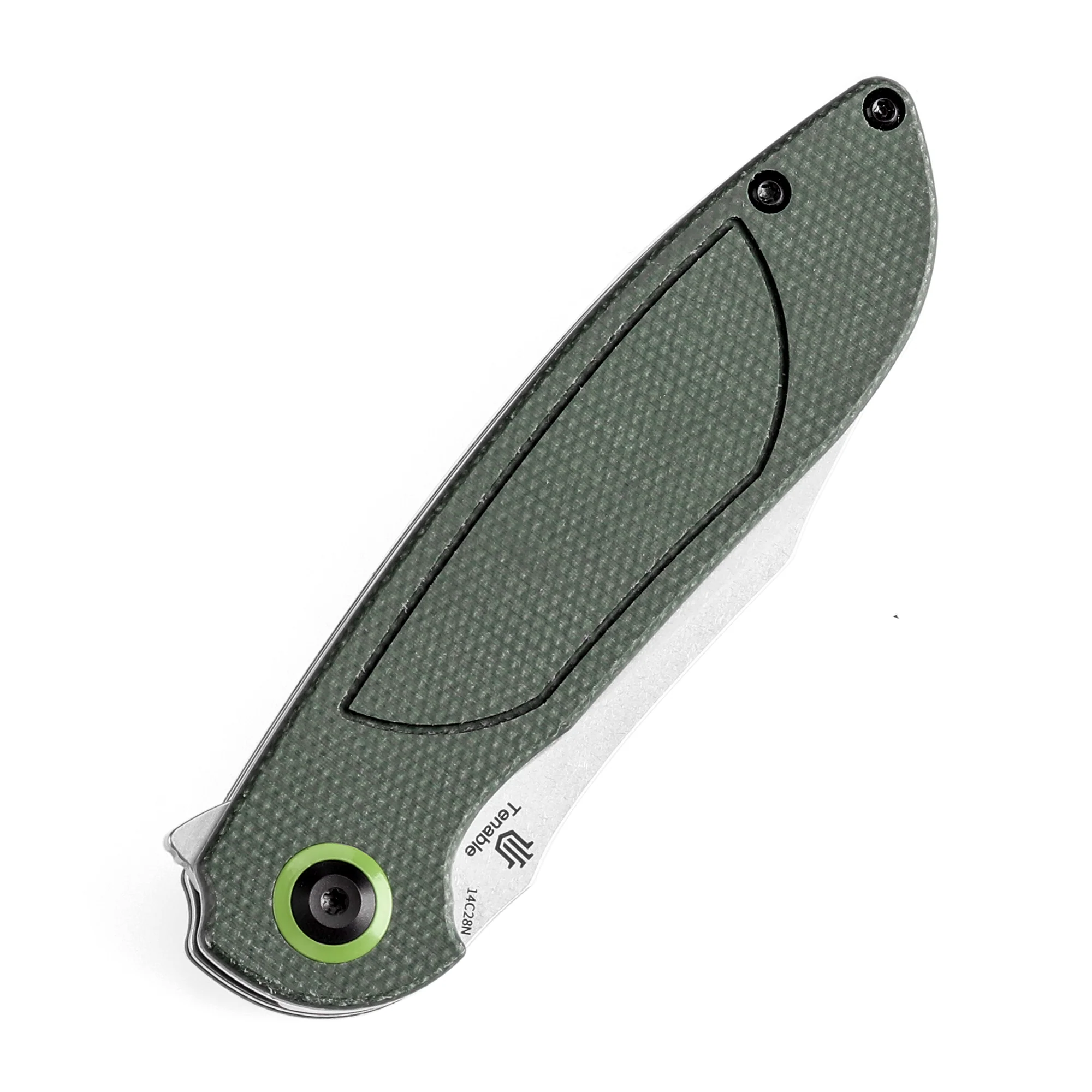 Tenable Prometheus Folding Knife Green Micarta Handle(3.29'' Stonewashed  14C28N Blade)D.O.C.K. Design-T1040A2 - Image 8