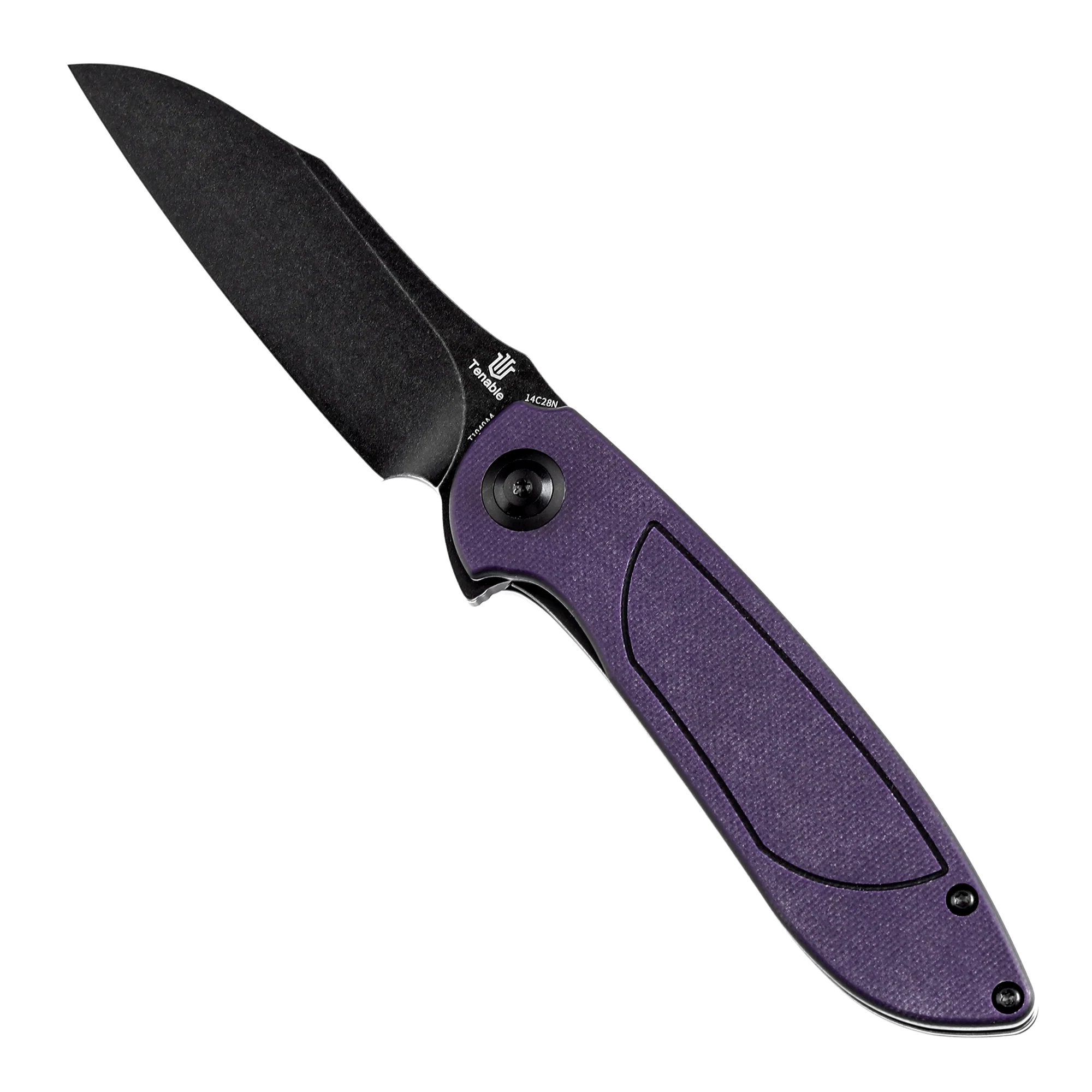 Tenable Prometheus Folding Knife Purple and Black G10 Handle(3.29'' Blackwash 14C28N Blade)D.O.C.K. Design-T1040A4 - Image 5