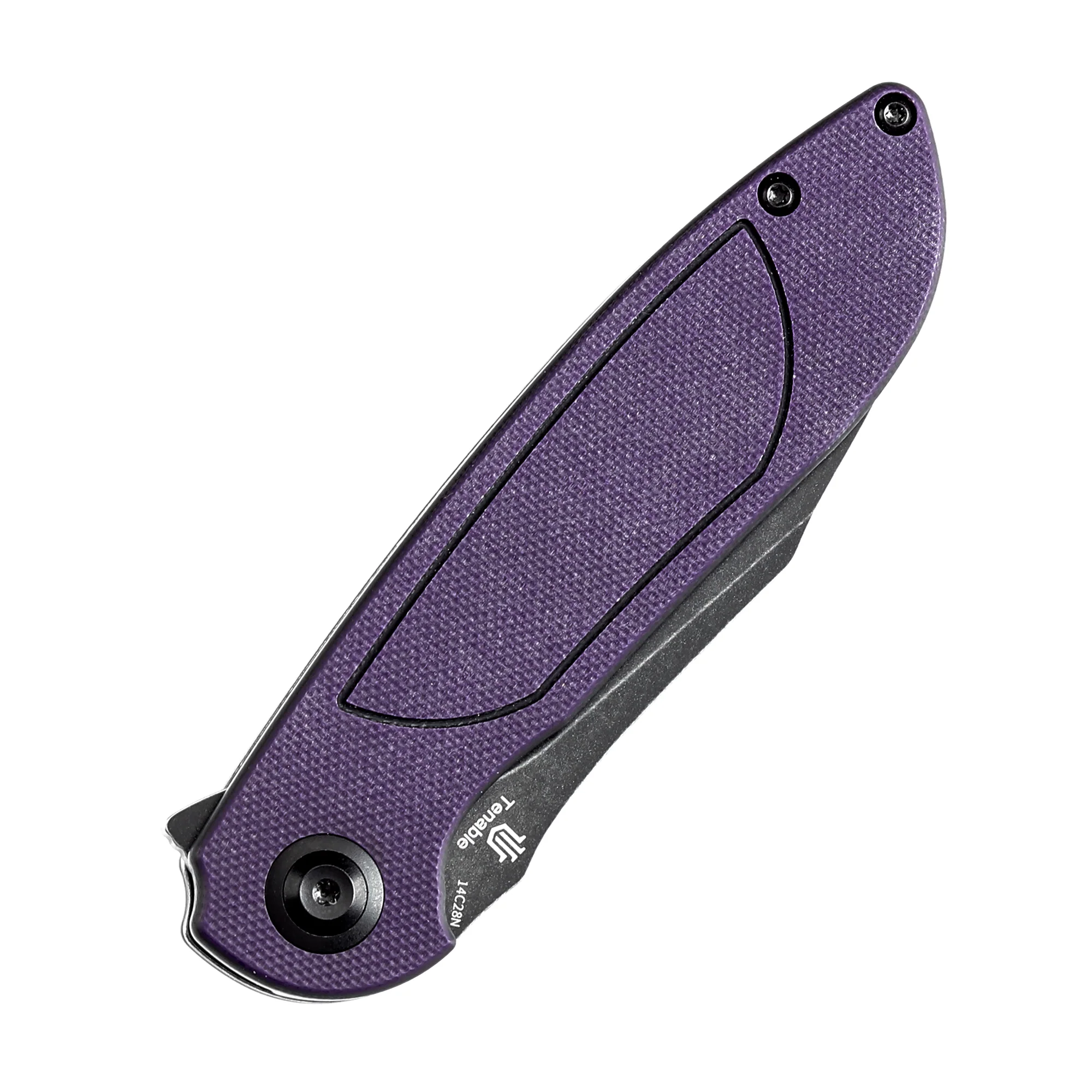 Tenable Prometheus Folding Knife Purple and Black G10 Handle(3.29'' Blackwash 14C28N Blade)D.O.C.K. Design-T1040A4 - Image 8