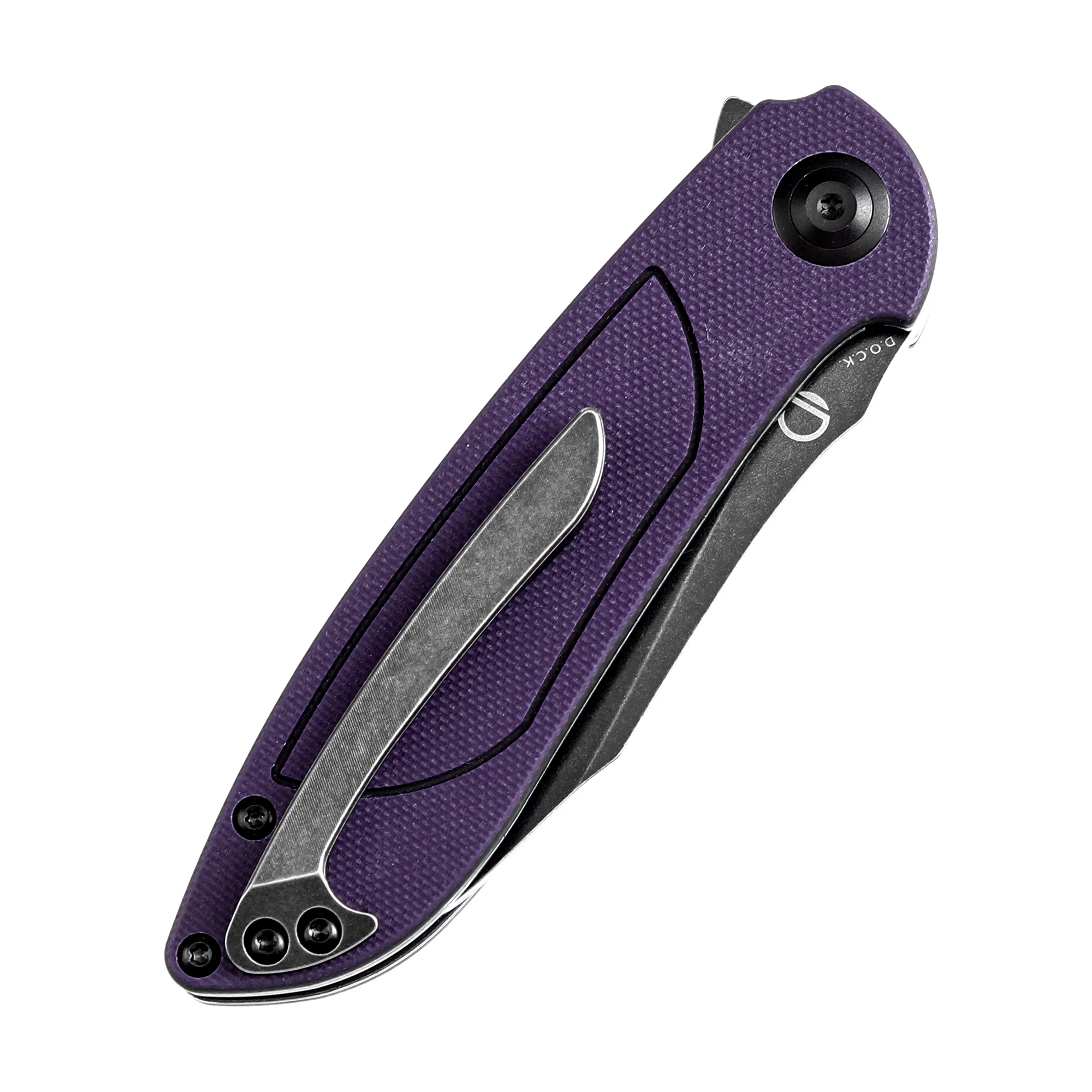Tenable Prometheus Folding Knife Purple and Black G10 Handle(3.29'' Blackwash 14C28N Blade)D.O.C.K. Design-T1040A4 - Image 9