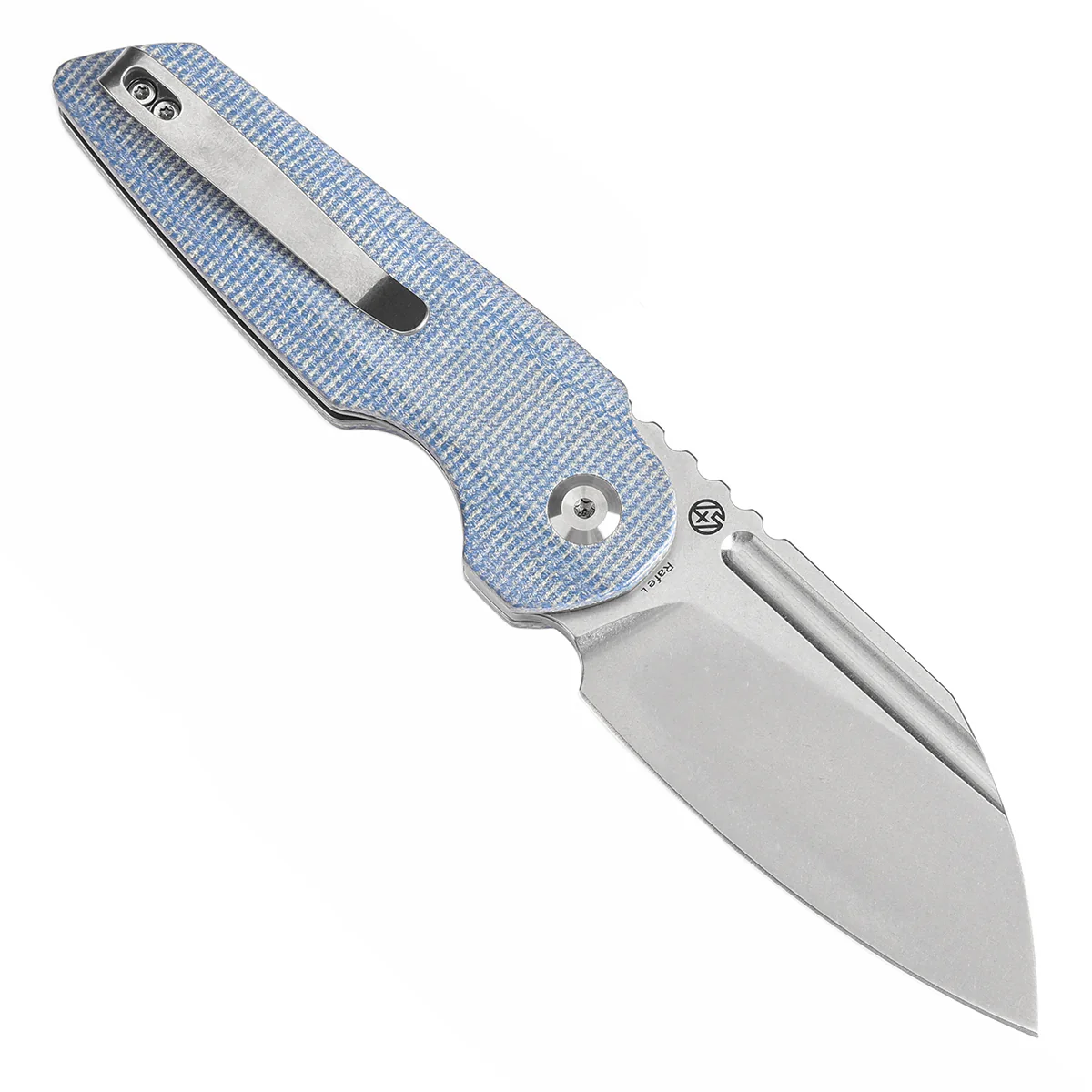 Tenable Rafe L Folding Knife Blue Micarta Handle (3.19" Stonewashed 14C28N Blade) 4T5 Design--T1048A3 - Image 3