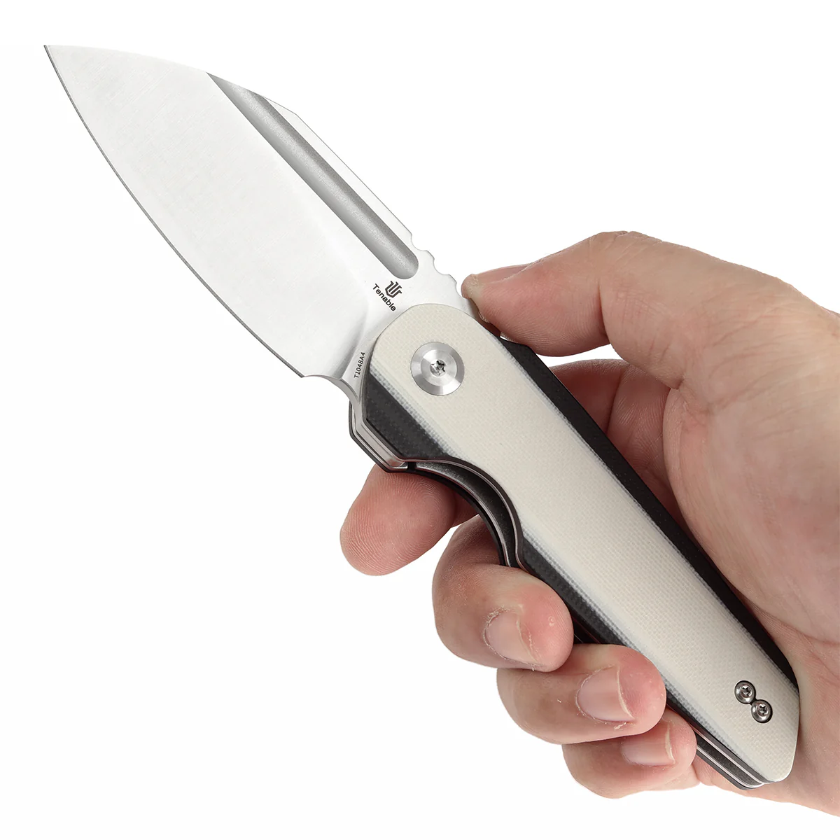Tenable Rafe L Folding Knife Ivory White and Black G10 Handle (3.19" Satin 14C28N Blade) 4T5 Design--T1048A4 - Image 10