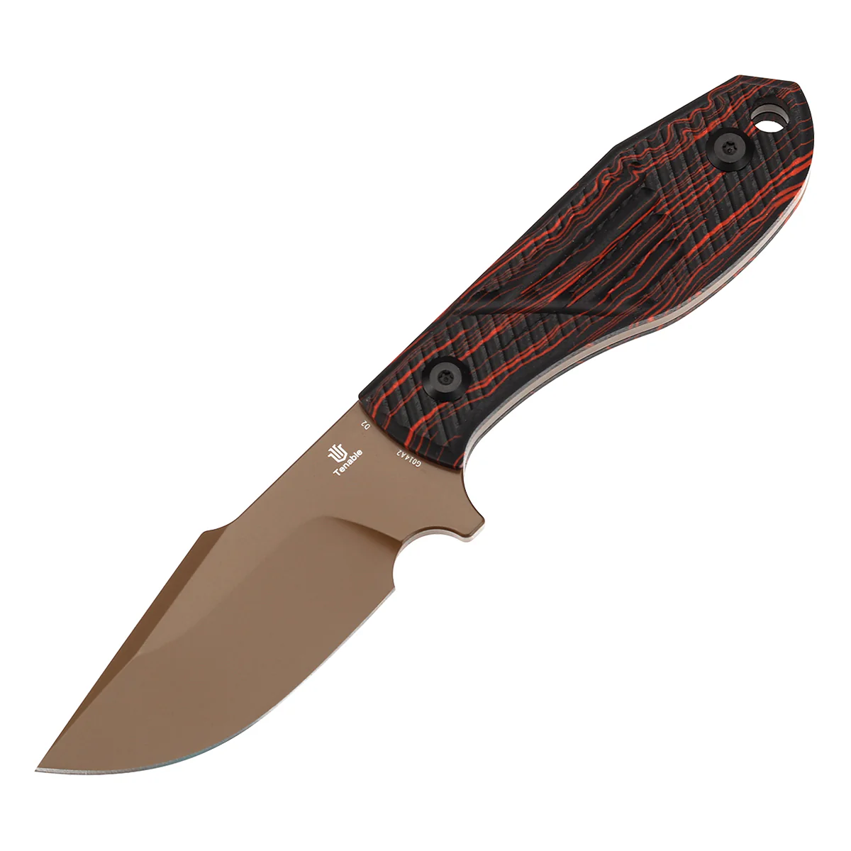 Tenable Tiny Dancer Fixed Blade – Black & Red G-mascus Handle – 3.17" Rose Gold Coated D2 Blade – JB Stout Design – G014A2 - Image 3