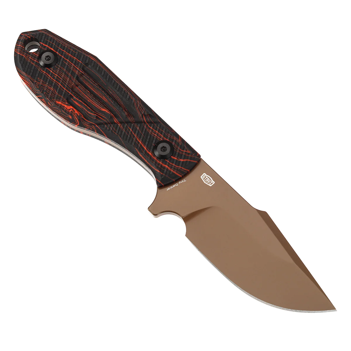 Tenable Tiny Dancer Fixed Blade – Black & Red G-mascus Handle – 3.17" Rose Gold Coated D2 Blade – JB Stout Design – G014A2 - Image 4