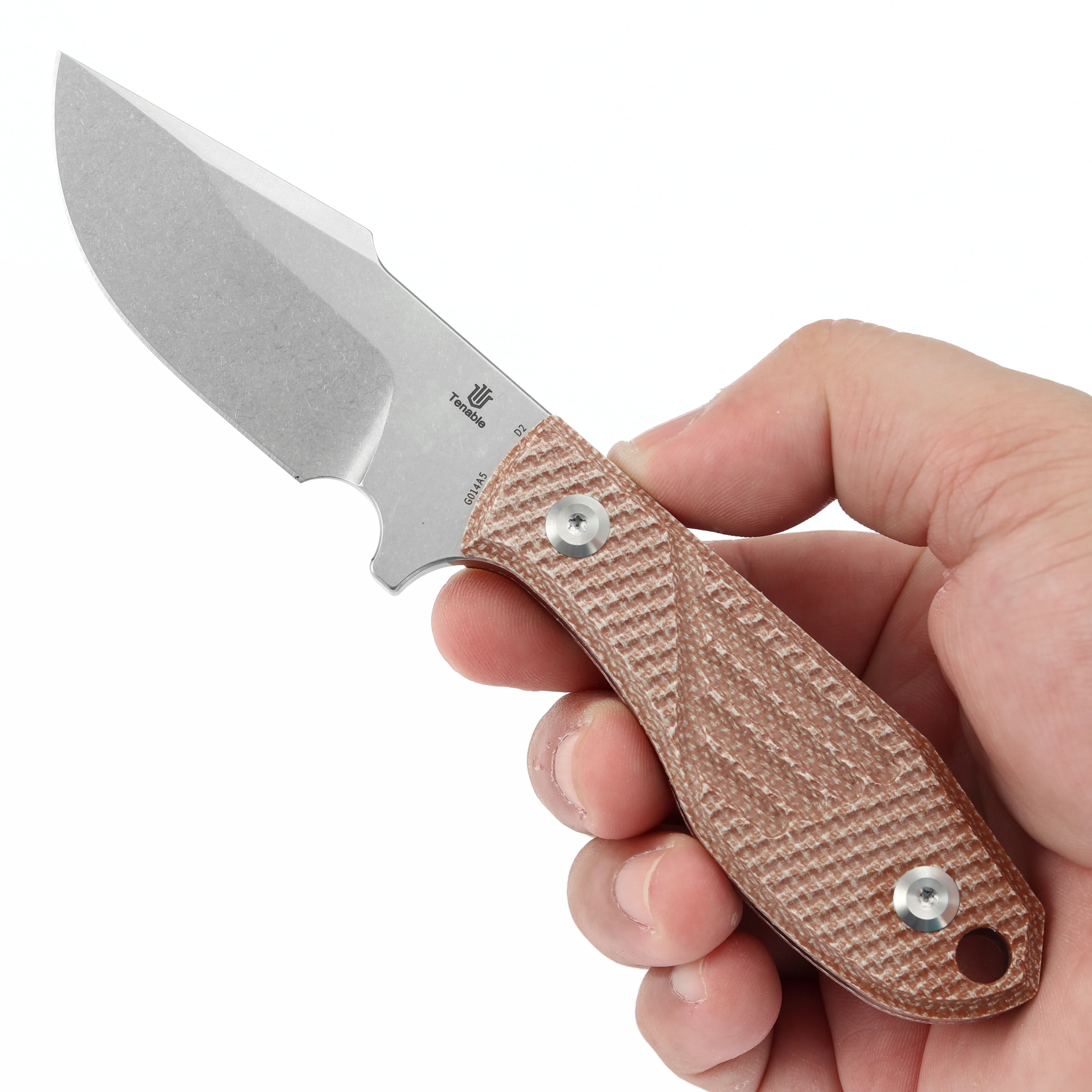 Tenable Tiny Dancer Fixed Blade –Brown Micarta Handle – 3.17" Stonewashed D2 Blade – JB Stout Design – G014A5 - Image 9