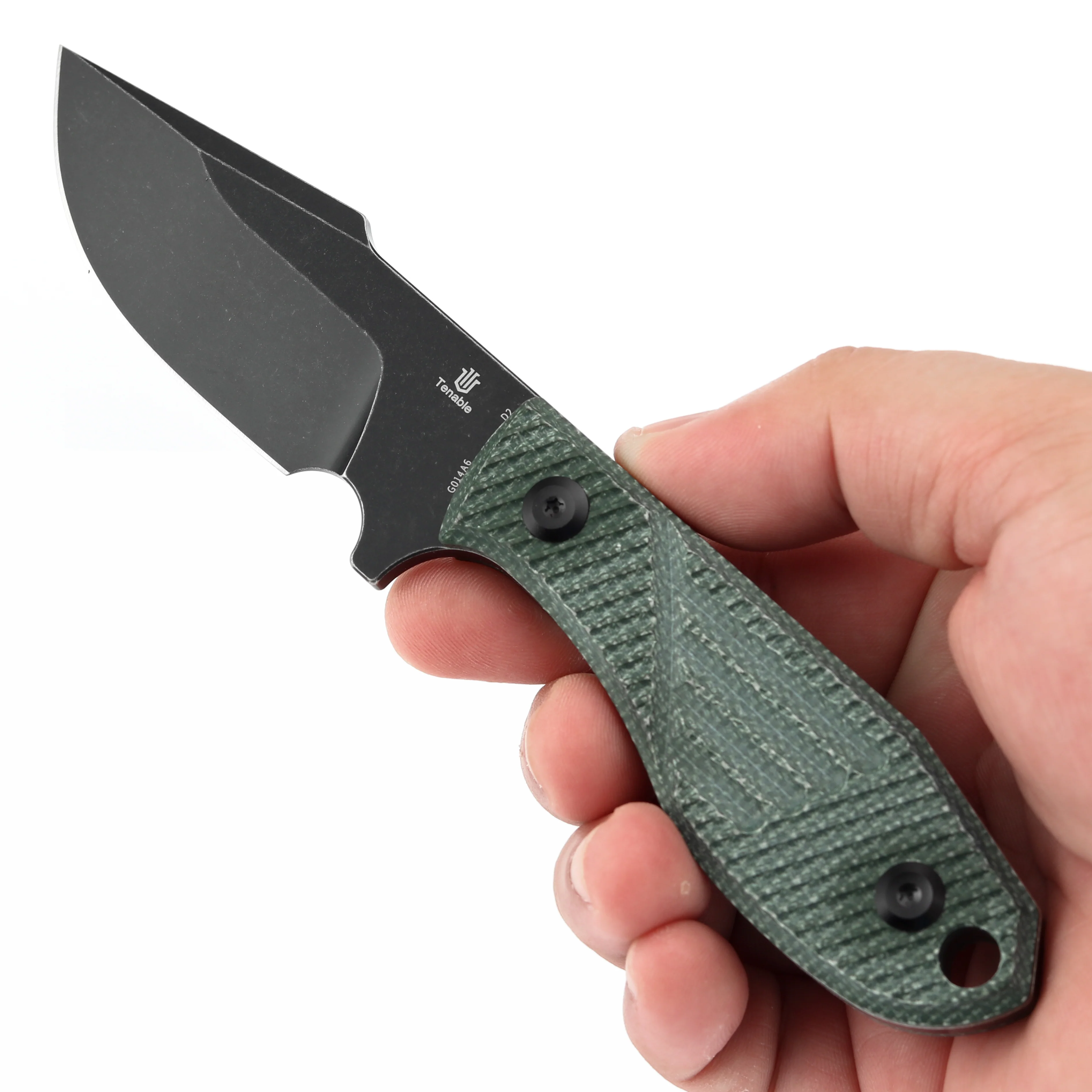 Tenable Tiny Dancer Fixed Blade –Green Micarta Handle – 3.17" Blackwash D2 Blade – JB Stout Design – G014A6 - Image 9